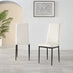 4x Milan White Hatched Faux Leather Dining Chairs Black Legs