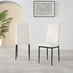 4x Milan White Hatched Faux Leather Dining Chairs Black Legs