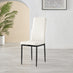 4x Milan White Hatched Faux Leather Dining Chairs Black Legs