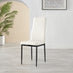 4x Milan White Hatched Faux Leather Dining Chairs Black Legs