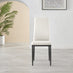 4x Milan White Hatched Faux Leather Dining Chairs Black Legs