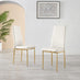 4x Milan White Hatched Faux Leather Dining Chairs Gold Legs