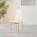 4x Milan White Hatched Faux Leather Dining Chairs Gold Legs