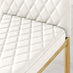 4x Milan White Hatched Faux Leather Dining Chairs Gold Legs