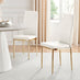4x Milan White Hatched Faux Leather Dining Chairs Gold Legs