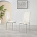 4x Milan White Hatched Faux Leather Dining Chairs Silver Legs