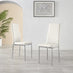 4x Milan White Hatched Faux Leather Dining Chairs Silver Legs