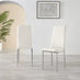 4x Milan White Hatched Faux Leather Dining Chairs Silver Legs