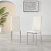 6x Milan White Hatched Faux Leather Dining Chairs Silver Legs