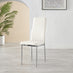 4x Milan White Hatched Faux Leather Dining Chairs Silver Legs