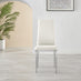 4x Milan White Hatched Faux Leather Dining Chairs Silver Legs