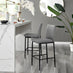2x Milan Grey Faux Leather Counter Stools Black Legs
