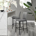 2x Milan Grey Faux Leather Counter Stools Black Legs