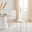 4x Milan White Hatched Faux Leather Dining Chairs Silver Legs