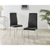 4x Milan Black Hatched Velvet Dining Chairs Silver Legs