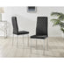 4x Milan Black Hatched Velvet Dining Chairs Silver Legs