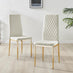 4x Milan Cream Hatched Velvet Dining Chairs Gold Legs