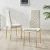 4x Milan Cream Hatched Velvet Dining Chairs Gold Legs