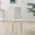 4x Milan Cream Hatched Velvet Dining Chairs Gold Legs