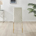 4x Milan Cream Hatched Velvet Dining Chairs Gold Legs