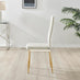 4x Milan Cream Hatched Velvet Dining Chairs Gold Legs