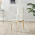 4x Milan Cream Hatched Velvet Dining Chairs Gold Legs