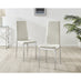 4x Milan Cream Hatched Velvet Dining Chairs Silver Legs