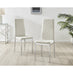 4x Milan Cream Hatched Velvet Dining Chairs Silver Legs