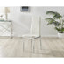 4x Milan Cream Hatched Velvet Dining Chairs Silver Legs