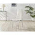 4x Milan Cream Hatched Velvet Dining Chairs Silver Legs
