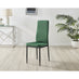4x Milan Green Hatched Velvet Dining Chairs Black Legs