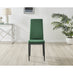 4x Milan Green Hatched Velvet Dining Chairs Black Legs