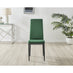 4x Milan Green Hatched Velvet Dining Chairs Black Legs