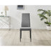 6x Milan Grey Hatched Velvet Dining Chairs Black Legs