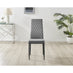 4x Milan Grey Hatched Velvet Dining Chairs Black Legs