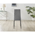 4x Milan Grey Hatched Velvet Dining Chairs Black Legs