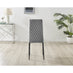 6x Milan Grey Hatched Velvet Dining Chairs Black Legs