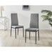 4x Milan Grey Hatched Velvet Dining Chairs Black Legs