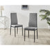 6x Milan Grey Hatched Velvet Dining Chairs Black Legs