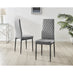 4x Milan Grey Hatched Velvet Dining Chairs Black Legs