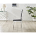6x Milan Grey Hatched Velvet Dining Chairs Silver Legs