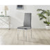 6x Milan Grey Hatched Velvet Dining Chairs Silver Legs
