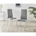 6x Milan Grey Hatched Velvet Dining Chairs Silver Legs