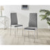 6x Milan Grey Hatched Velvet Dining Chairs Silver Legs
