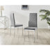 6x Milan Grey Hatched Velvet Dining Chairs Silver Legs