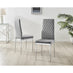 6x Milan Grey Hatched Velvet Dining Chairs Silver Legs