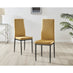 4x Milan Mustard Yellow Hatched Velvet Dining Chairs Black Legs
