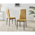 4x Milan Mustard Yellow Hatched Velvet Dining Chairs Black Legs