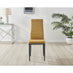4x Milan Mustard Yellow Hatched Velvet Dining Chairs Black Legs