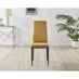 4x Milan Mustard Yellow Hatched Velvet Dining Chairs Black Legs